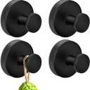 MGahyi Suction Cup Hooks for Shower, Bathroom, Hanging Towels, Robe, Mounting on Glass Shower Doors, Tile, Mirrors(Black, 4 Pack) (4 Pieces, Black)