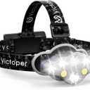 Victoper Rechargeable Headlamp, 8 LED High Lumen Bright Head Lamp with Red Light, Lightweight USB Head Light, 8 Mode Waterproof Head Flashlight for Outdoor Running Hunting Camping Gear, Black (1 Pack)