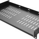 1U Universal Server Rack Shelves - 10" Deep, Steel Vented Cantilever Rack Tray for 19" Equipment, Black (10 inch)