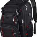 VECKUSON Large 18.4 Inch Laptop Backpack with USB Charger Port, TSA Friendly Flight Approved and RFID Anti-Theft Pocket, Red