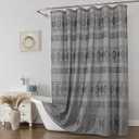 Boho Shower Curtain with Hooks, Grey Sheer Shower Curtain Set with Sun Flower, Vintage Farmhouse Curtains - Waterproof Bathroom Decor for Home and Apartment, 12 Plastic Hooks Included, 72Wx72L