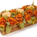 Centerpiece Table Decorations with 3 Flameless Candle, Holder Autumn Fall Decorations Artificial Pumpkin Maple Leaf for Thankgiving Table Kitchen Décor