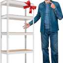 HOMEDANT 5 Tier Laminated White Boltless Metal Shelving Unit Adjustable Garage Storage Utility Rack Heavy Duty Shelves Organization Multipurpose Shelf Warehouse Pantry 28" W x 12.3" D x 59.5" H 1Pack
