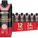 Optimum Nutrition Gold Standard Protein Shake, 24g Protein, Ready to Drink Protein Drinks, Strawberry, 11 Fl Oz, 12 Count (Pack of 1) (Packaging May Vary)