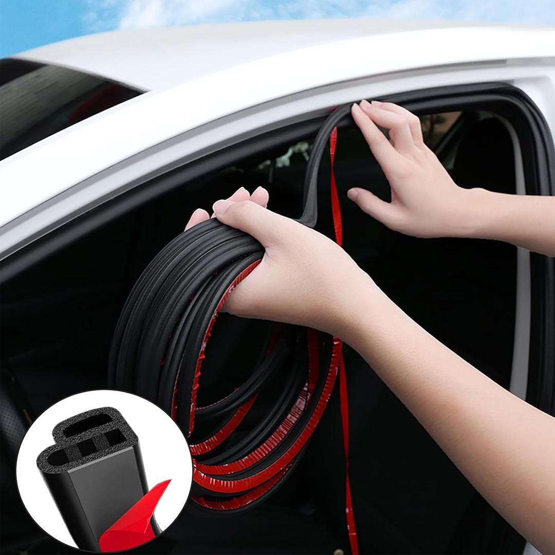 DOTAATDW Car Door Seal Strip Double Layer L Shape Rubber Seal Strip Self Adhesive Auto Door Soundproofing Weatherstrip for Car Truck SUV (52.49FT)