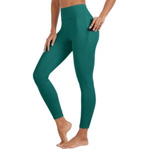 TACVASEN Compression Leggings for Women with Pockets 25''High Waisted Workout Tummy Control Yoga Pants Emerald Green M