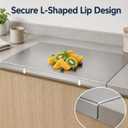 Stainless Steel Cutting Board with Lip, Food Grade Metal Cutting Board for Kitchen, Non-Porous, Large Countertop Chopping Board for Meat, Fruit, Vegetables and Dough Rolling (23.6"L x 15.8"W), 23.6"L x 15.7"W