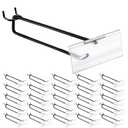 Tandefio 50 Pack 11 Inch Black Metal Peg Board Hooks with Clear Plastic Label Holder Stainless Steel Display Pegboard Hooks for 1/8'' to 1/4'' Pegboard Wall for Garage Storage Retail Shop Supplies