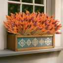 40 Bundles Artificial Fall Flowers Outdoor UV Resistant Orange Fall Fake Lavender Flowers Plants No Fade Faux Monkey Grass Greenery Shrubs Bushes for Home Garden Porch Autumn Fall Decorations