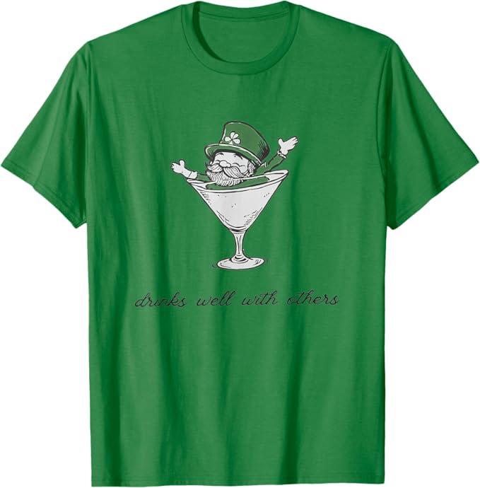 Leprechaun Martini Cocktail St Patrick's Day Womens T-Shirt (Small)