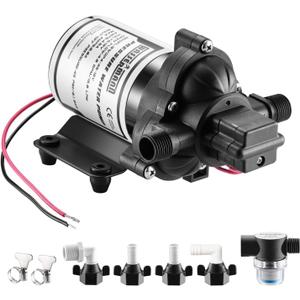 WASSERMANN RV Pump, 12V Self-priming RV Water Pressure Pump 4.0GPM 45PSI with Pressure Switch, for RV Marine Camping Yacht Garden, 12Volt DC Fresh Water Pumps RV Water Pump 2088-554-144 Replacement (Black)