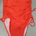 Viottiset Women's Ruched High Cut One Piece Swimsuit Tummy Control Bathing Suit Monokini (Large), Red