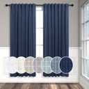 Navy Blue Curtains 72 Inch Length for Living Room Pair Set Back Tab Pocket Linen Panel Light Filtering Semi Sheer Dark Blue Curtains for Bedroom Door Picture Window Village Apartment Canopy 52x72 Long