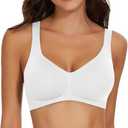 SERSARY Wireless Bras for Women No Underwire Supportive Comfortable Seamless Bras Push Up Padded V Neck Everyday Bra Size M