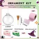 Sosation 12 Set Witch Christmas Ornaments for Christmas Tree 3.15 Inch Pink and Green Princess Party Decorations with Ribbon Brooms Clear Plastic Fillable Balls Mesh Roll Glitter for Xmas Tree Decor