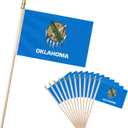 Oklahoma Handheld Flag 4x6 Inch 12 Pack American State Of Oklahoma OK Small Flag On Wood Stick Pole with Spearhead Bright Colors Polyester Indoor Outdoor