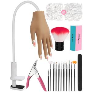 Practice Hand for Acrylic Nails, Silicone Hand for Nail Practice, Nail Tips Won't Fall off Nail Hand, Flexible Nail Practice Hand for Beginners,13.7 x 6.29 x 1.88in