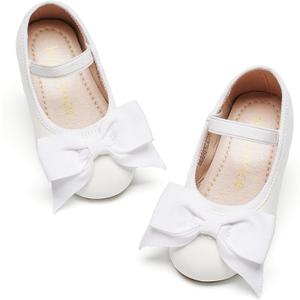 Kiderence Little Toddler Girls Dress Shoes Ballerina Ballet Flats Kids Mary Janes (Fg02 White)