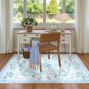 Collive 4x6 Rugs for Bedroom Girls, Boho Blue Floral Washable Area Rug Non Slip, Soft Indoor Decor Elegant Carpet for Kids Room Nursery Living Room Dining Room (Blue 4' x 6')