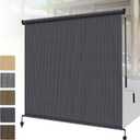 Shade&Beyond Outdoor Roller Shades 4' W x 8' H Cordless Patio Roll Up Blinds 90% UV Protection Exterior Shade Cloth Roll for Porch Gazebo Pergola Balcony Backyard, Blue Gray