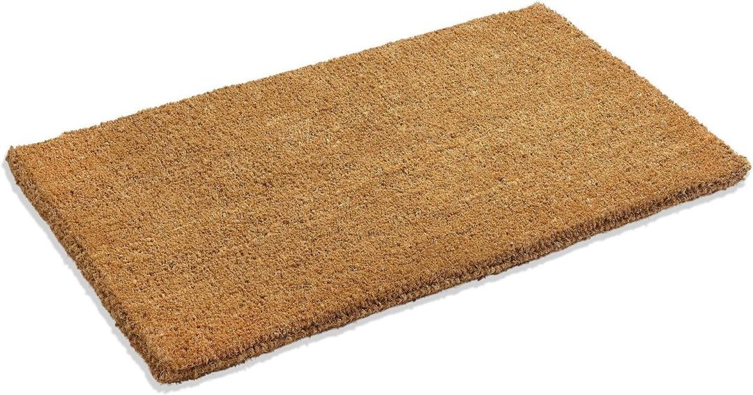 Kempf 1" Thick Natural Woven Coco Coir Doormat, 18" x 30", Heavy-Duty Coconut Fiber Scraper Mat for Front Door, Entryway & Porch