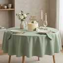 sancua Round Tablecloth - 60 Inch - Water Resistant Spill Proof Washable Polyester Table Cloth Decorative Fabric Table Cover for Dining Tables, Buffet Parties and Camping, Sage Green