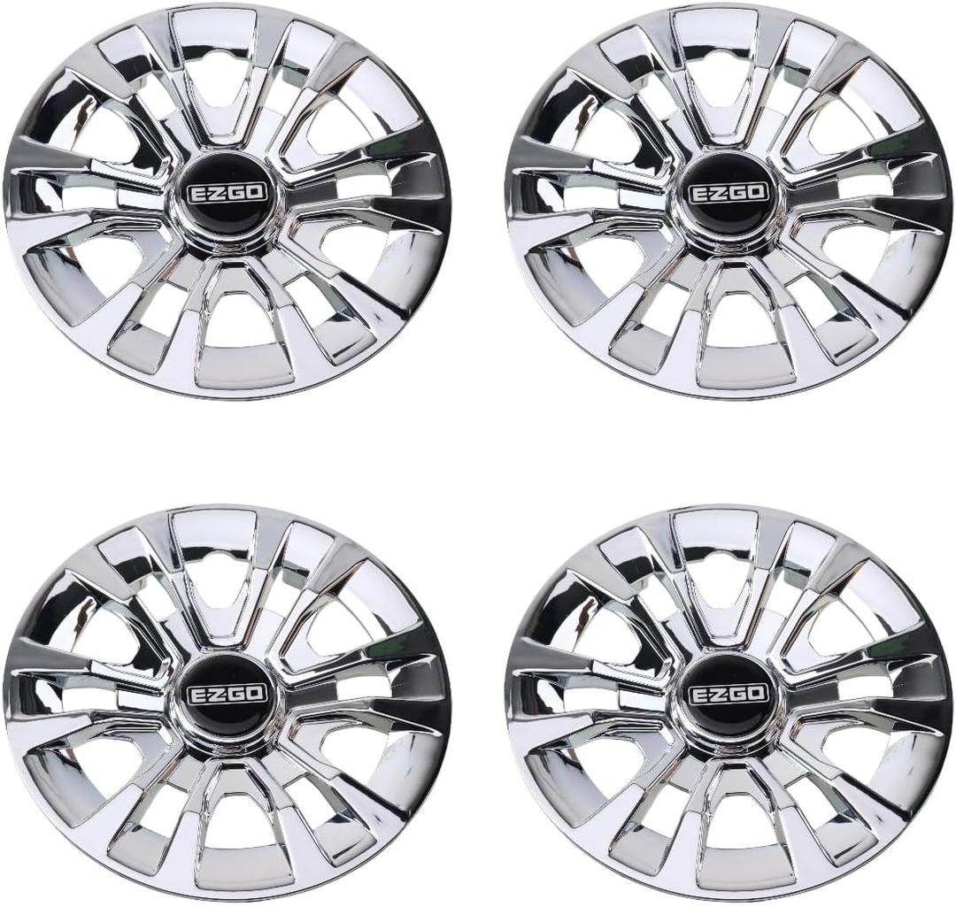 Golf Cart Hubcaps Wheel Covers and Tires Center Caps 8 Inch, Set of 4 Golf Cart Hub Caps (E-Z GO Golf Cart Wheels)