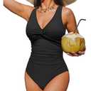 Holipick Women Tummy Control One Piece Swimsuit - Push Up Bathing Suit Full Coverage Slimming Swimwear, Medium