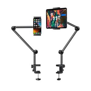 OMOTON Tablet Stand Mount for Desk, Adjustable Phone Holder for Bed with Metal Arm Fits for 4.7-11 Inches iPad Pro, Air/Mini, Kindle and Phones