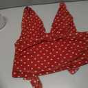 Women's Polka Dot Halter Top Y2k Crop V Neck Sexy Open Back Tie Up Tank Tops (XL)