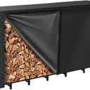 Vailge Firewood Rack Cover 8FT, Waterproof Firewood Rack Outdoor Cover with Full Front Zipper & Windproof Straps, Heavy Duty 600D Oxford Log Protector for All Seasons