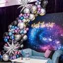Galaxy Space Balloon Arch Garland Kit for Outer Party Decorations,144Pcs Chrome Metallic Blue Purple Silver Navy Blue Black Balloons for Boys Kids Baby Shower Party Supplies