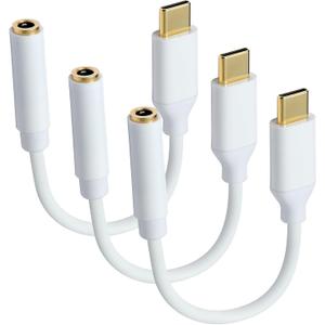 USB C to 3.5mm Female Headphone Jack Adapter, Type C to Aux Audio Dongle Cable Cord Compatible with iPhone 17 Pro Max/17 Pro, 16/15 Pro Max, 16/15 Pro, Galaxy S24/S23/S22 Ultra, iPad Pro(3 Pack)