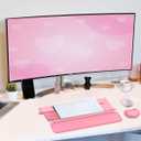 Computer Keyboard Wrist Rest Stand Set for Desktop, Keyboard Holder Easy Typing with Wrist Pad for Office, Home, School - Pink