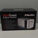 Mueller UltraToast Full Stainless Steel Toaster 4 Slice, Long Extra-Wide Slots for Bagels and Waffles, 6 Browning Levels, LED Display, Cancel/Defrost/Reheat Functions & Removable Tray, Kitchen Gadgets