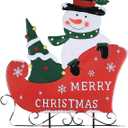 YEAHOME Outdoor Christmas Decorations, Metal Snowman with Sleigh Decorative Garden Stakes for Outdoor Yard, Merry Christmas Signs for Outside Porch Lawn Pathway Xmas Decor (Yhmd-489)