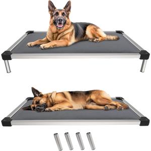FXW TitanNest Chew-Proof Elevated Dog Bed, Padded Cot for Indoor/Outdoor/Camping Use, Durable & Washable Pet Bed for Large Dogs, 50-Inch, Grey (X-Large(50.0"L x 31.0"W x 7.3"H))