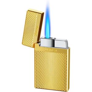Classic Cigarette Cigar Metal Torch Lighter, Adjustable Flame, Butane Refillable, Windproof, No Gas (Gold)