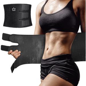 Waist Trimmer for Women Men Belly Fat, Waist Trainer Tummy Stomach Wraps, Exercise Sweat Belt Band Low Back Support (Belt M-8.5"Width x 39"Length, Black)