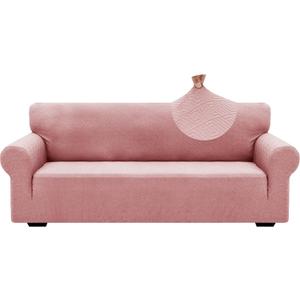 ZNSAYOTX 1 Piece Jacquard Couch Covers for 3 Cushion Couch Living Room High Stretch Sofa Cover Pets Dogs Friendly Anti Slip Thickened Slipcovers Furniture Protector (Large,New Pattern,Rose)