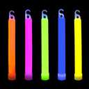 novelinks 50 Pcs 6'' Premium Glow Sticks Bulk - Ultra Bright Large Glow Necklaces Light up Glow in The Dark , Emergency Glow Sticks, Long-lasting Lighting Waterproof