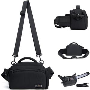 Cwatcun Waist Camera Case DSLR SLR Bag Sling Shoulder Camera Bag Water Resistant Pack for Camera Carrying Case for photographer Hiking Shooting Traveling Men Women