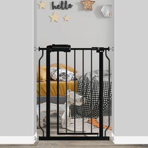 Fairy Baby Narrow Baby Gate for Doorways Stairs, 24x29 inch Wide Pressure Mounted Walk Through Metal Auto Close Safety Child Gates for Kids or Pets, Black
