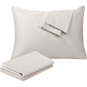 100% Egyptian Cotton Toddler Pillowcases Set of 2, 400 Thread Count Sateen Weave Small Pillow Protectors, Super Soft Breathable Zippered Pillow Covers 13x18 Inches (Light Beige, Toddler)