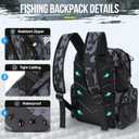 PLUSINNO Fishing Backpack with Rod Holders & Cooler, 45L Large Water-resistant Fishing Tackle Bag,Fishing Tackle Backpack Store Fishing Gear For Camping,Fishing Gifts for Men Sport Bags Black Camo