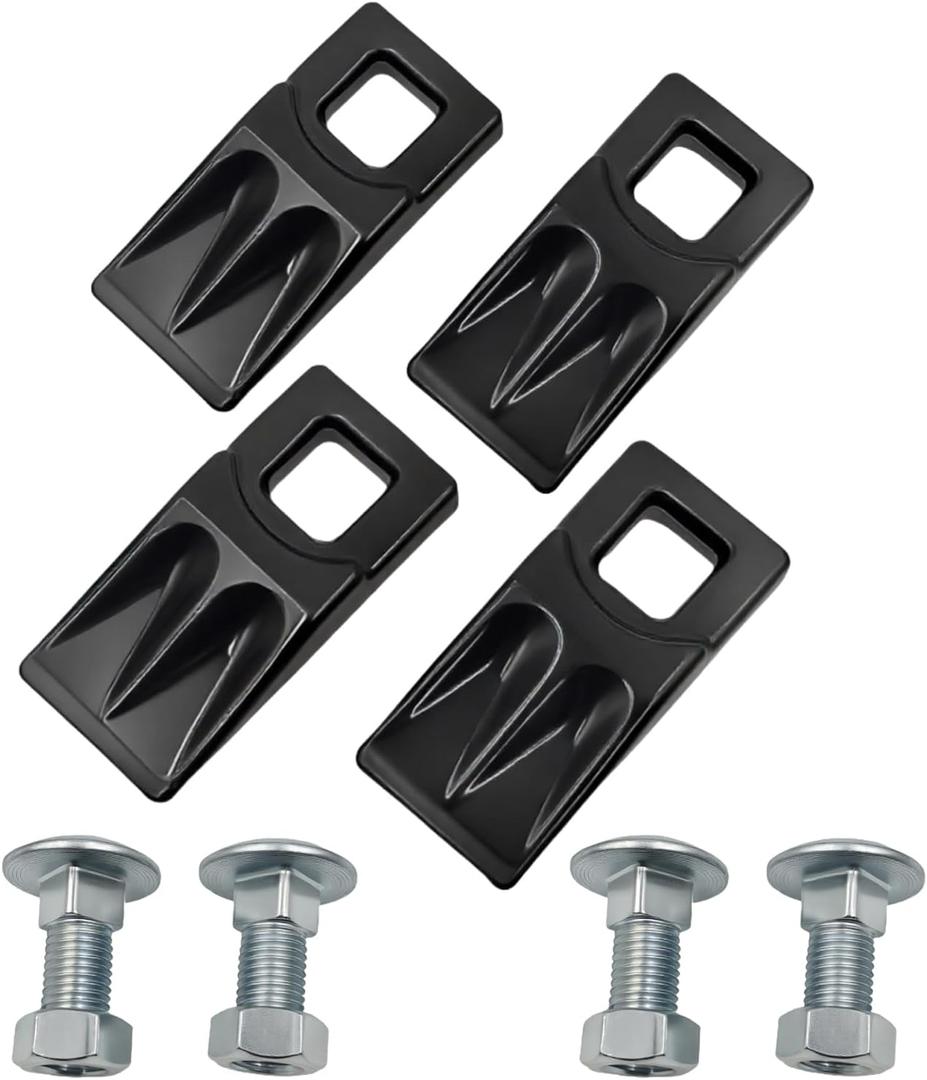 4 Pack Auger Teeth 3 Point Auger Cutting Edge with Screw Square Hole Replacement with Hardware for Most Heavy Duty 3 Point Post Hole Digger