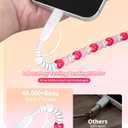 Aolcev USB C Cable 2 in 1 Multi USB A to USB C Fast Charging Cable 3.3FT Beaded for iPhone Charger 66W Beads USB Type C Charger Cord for iPhone 17 16 15 14 Pro Max Galaxy S25 S24 Ultra Pink