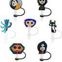 7 PCS Silicone Anime Halloween Straw Covers, Reusable Straws, Cute Straw Tips, 7 Count