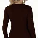 Womens Long Sleeve Thermal Shirts, 2025 Fall Winter Crew Neck Shirt for Women, Stretch Basic Tight Long Sleeve Underwear Tops (Brown, M)