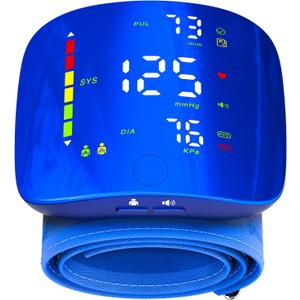 Wrist Blood Pressure Monitor, Rechargeable Blood Pressure Cuff with Large LED Screen - 2 * 99 Sets of Memory, One-Button Turn On/Off Voice & Switch User